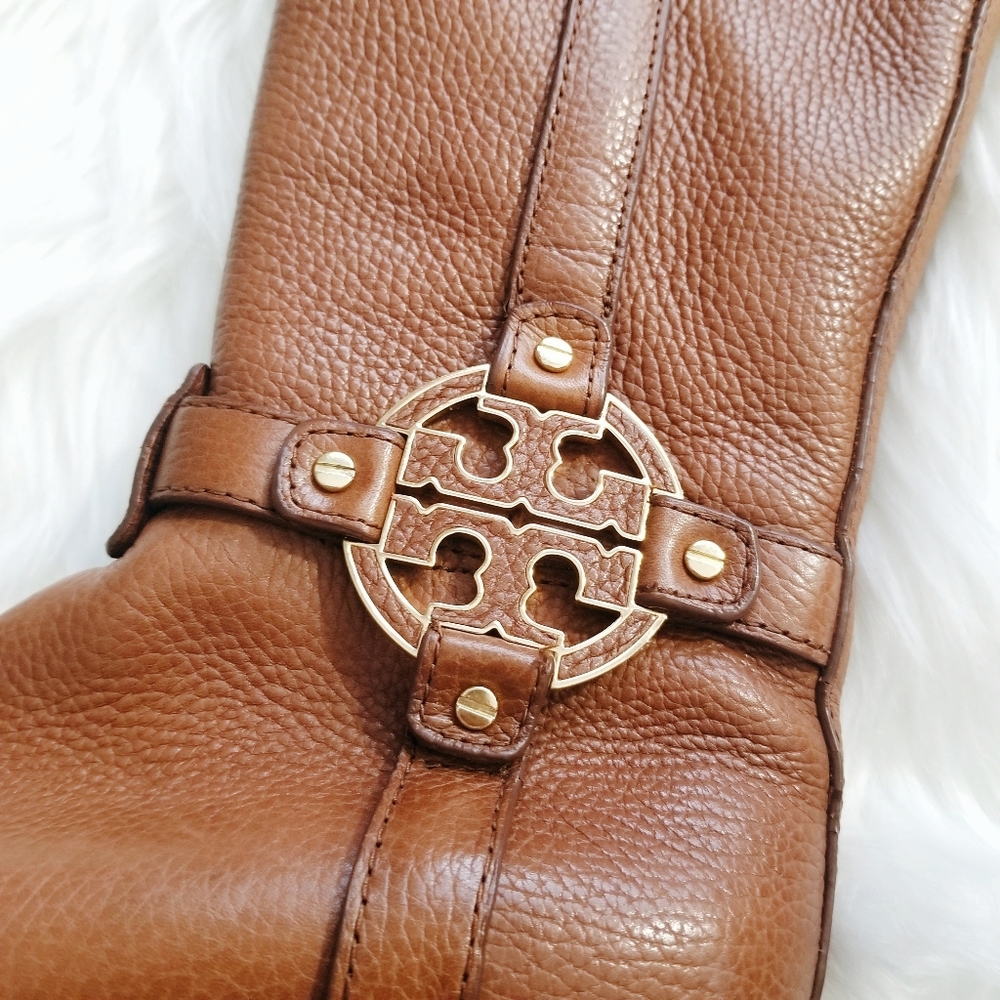 TORY BURCH Brown Amanda Leather Tall Riding Boots - Picture 3 of 9